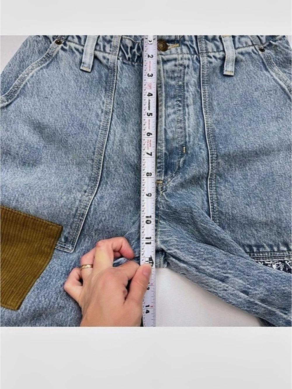 We The Free Patchwork Boyfriend Jeans Blue Waist 26 - Picture 10 of 11